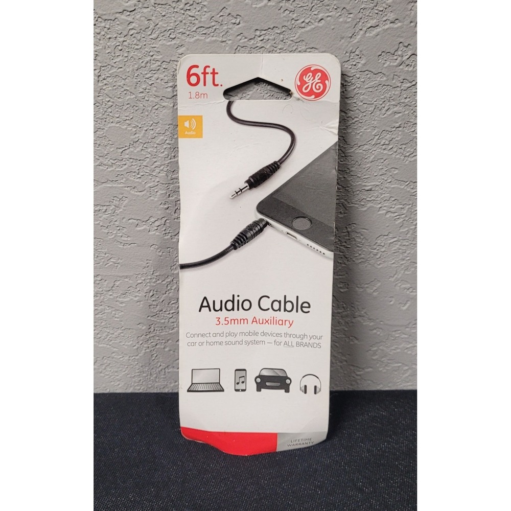 GE 6 ft. 3.5mm Auxiliary Audio Cable Model #33572 New in Package